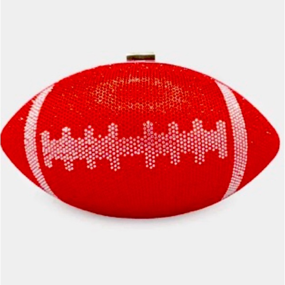 Red rhinestone football clutch bag